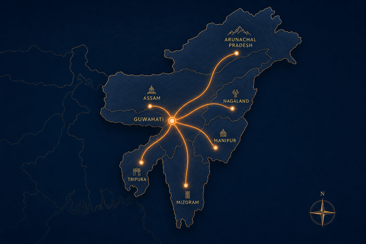 North-East route map
